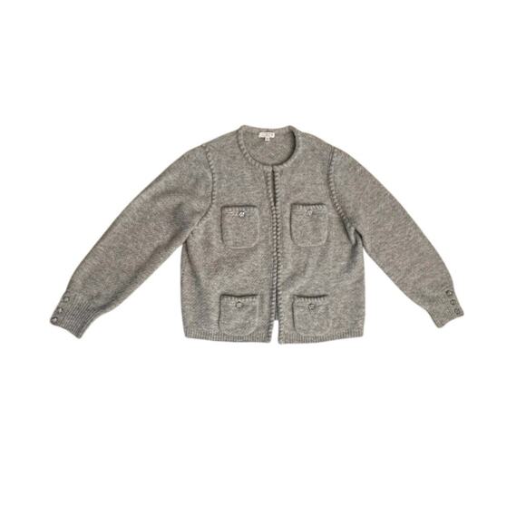 J. Crew Odette Cardigan Sweater Lady Jacket Rhinestones Sz XL Gray - Picture 7 of 7